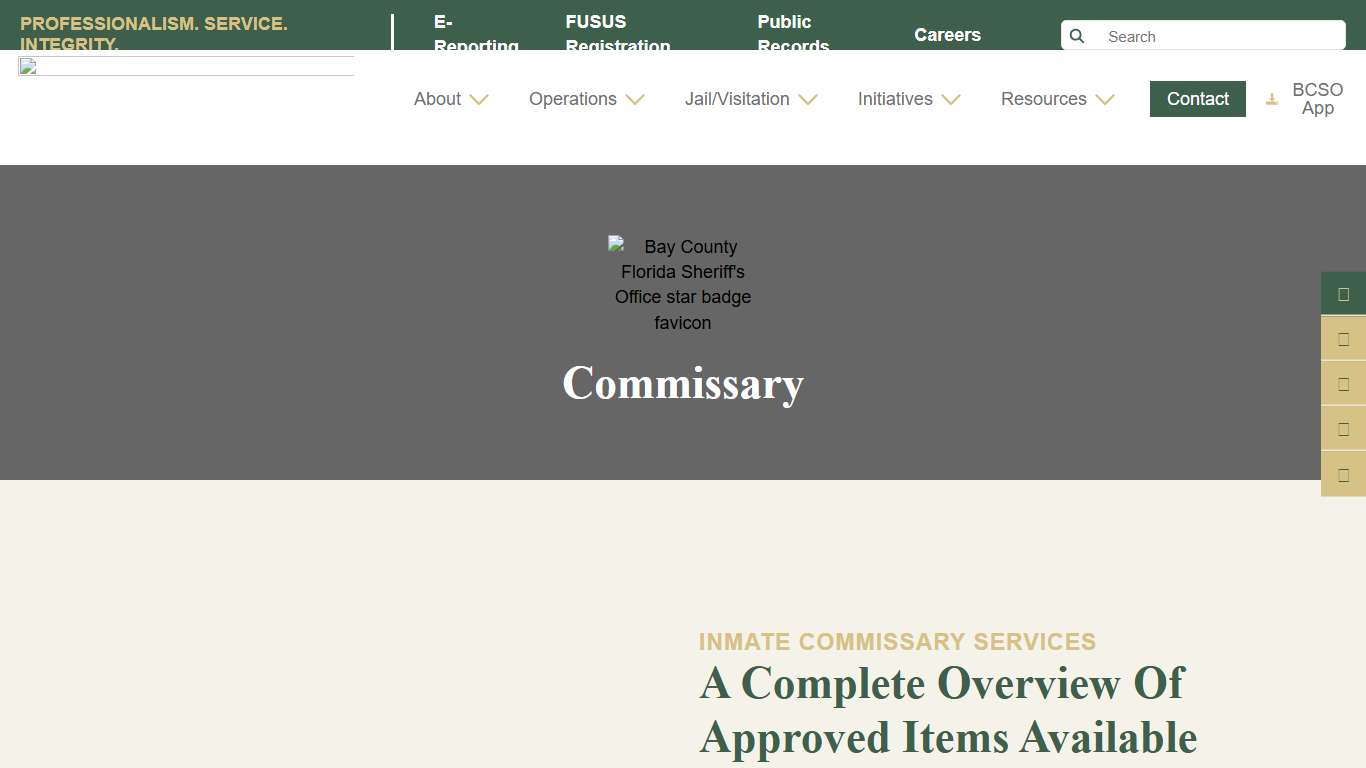 Inmate Commissary Services Bay County Sheriff's Office